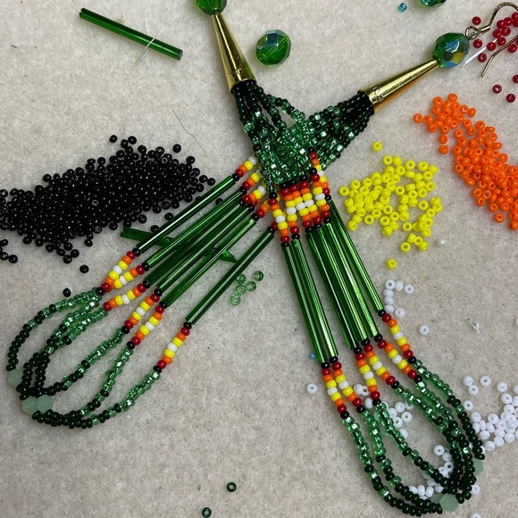 Colorful Beaded Dangle Earrings - Picture 2 of 3